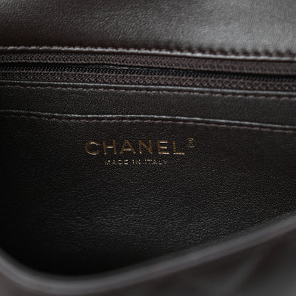 Chanel Lambskin Quilted Mini Rectangular Flap Dark Brown 6 of 10