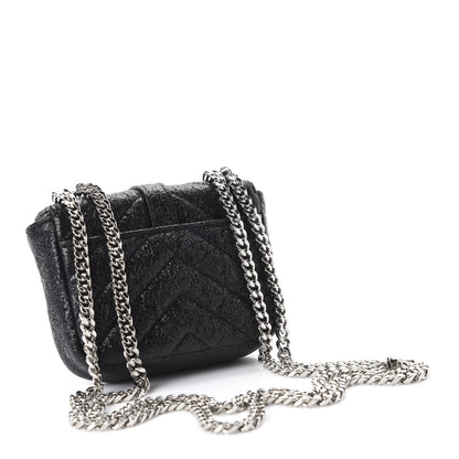 Saint Laurent Metallic Crackled Calfskin Chevron Monogram Micro Crossbody Bag Black 3 of 10