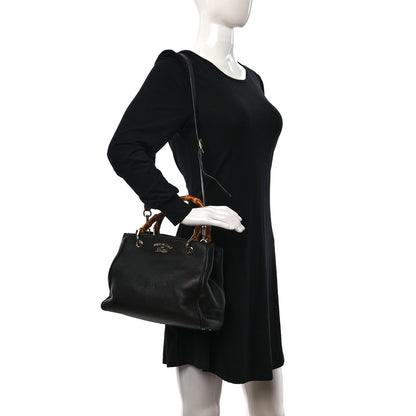 Gucci Calfskin Small Bamboo Shopper Tote Black 2 of 13