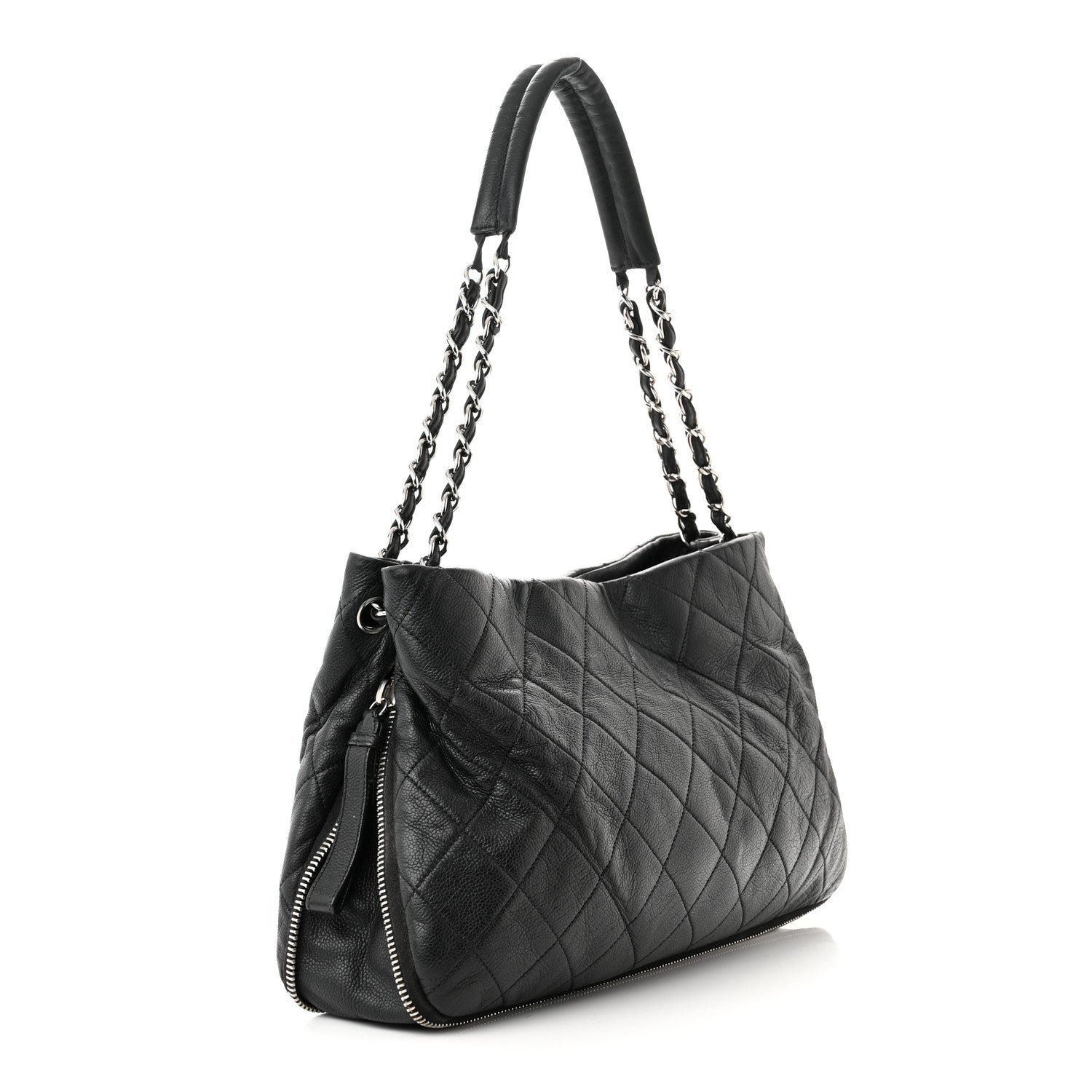 Chanel Caviar Quilted Expandable Zip Shoulder Bag Black 3 of 12