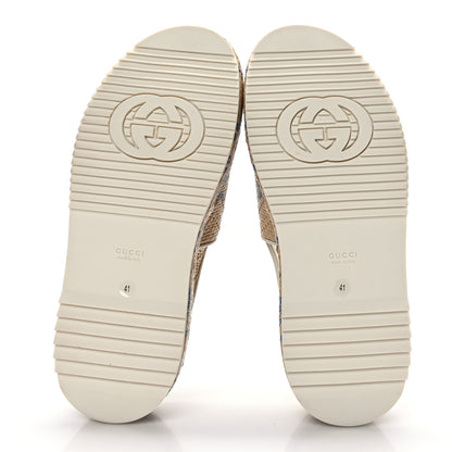 Gucci Raffia GG Monogram Granada Kid Angelina Platform 35mm Slingback Sandals 41 Natural Royale Mystic White 5 of 8