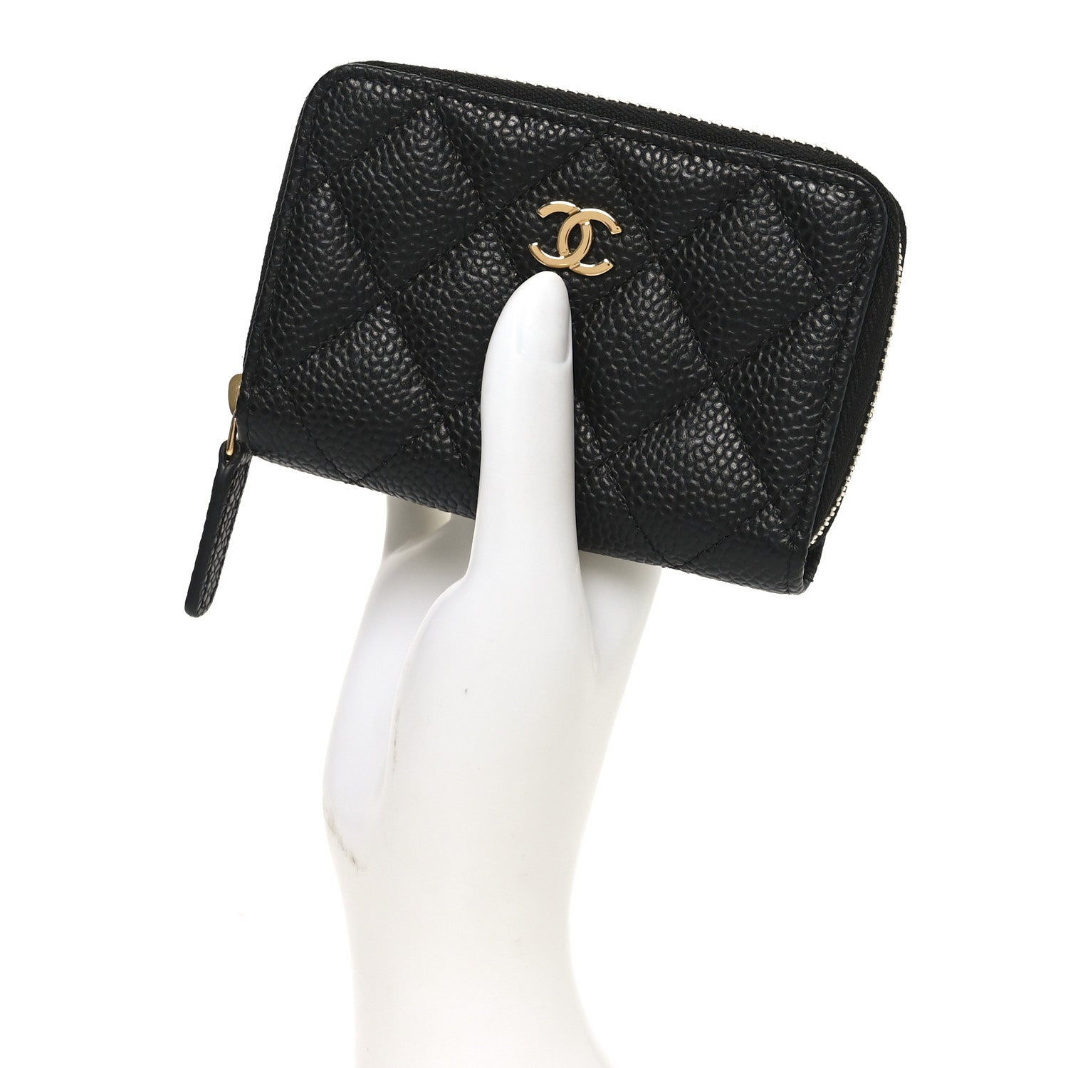 Chanel Caviar Quilted Zip Coin Purse Black 2 of 8