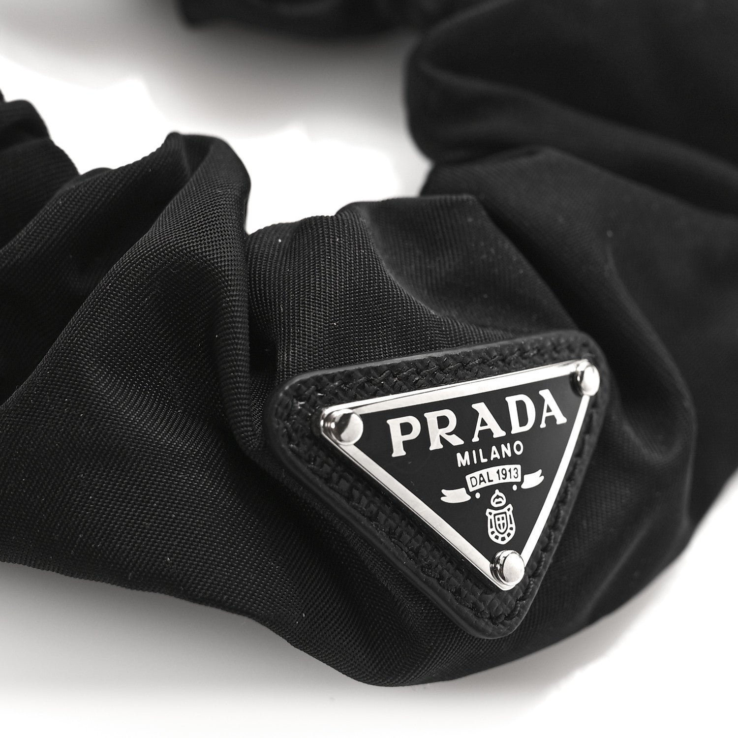 Prada Re-Nylon Metal Logo Scrunchie Black 4 of 4