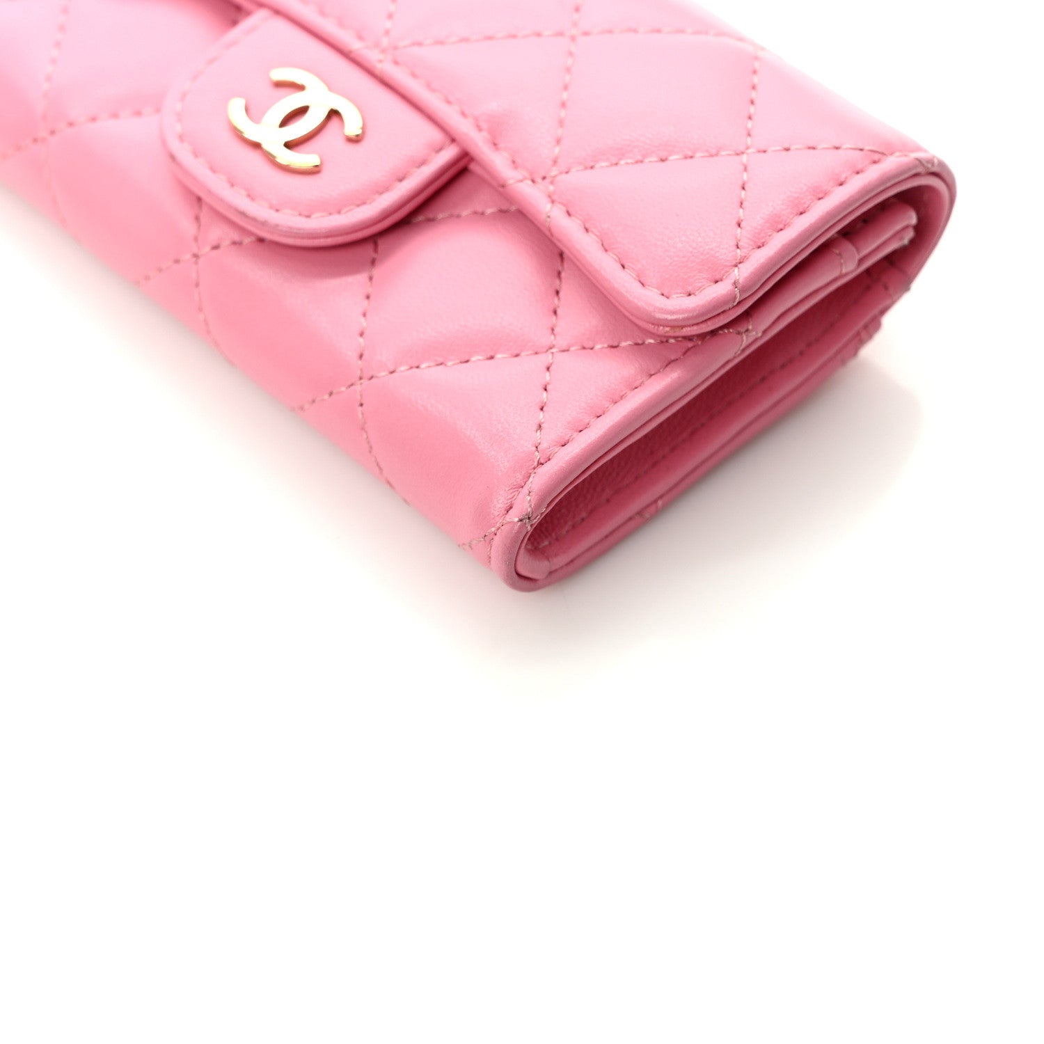 Chanel Lambskin Quilted Flap Card Holder Wallet Pink 10 of 10