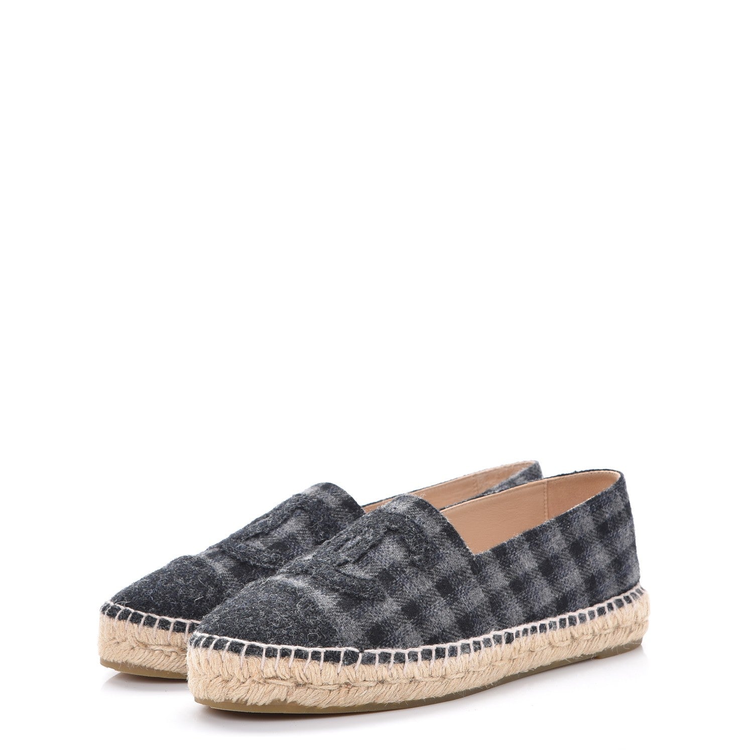 Chanel Flannel CC Espadrilles 38 Grey Black 3 of 11