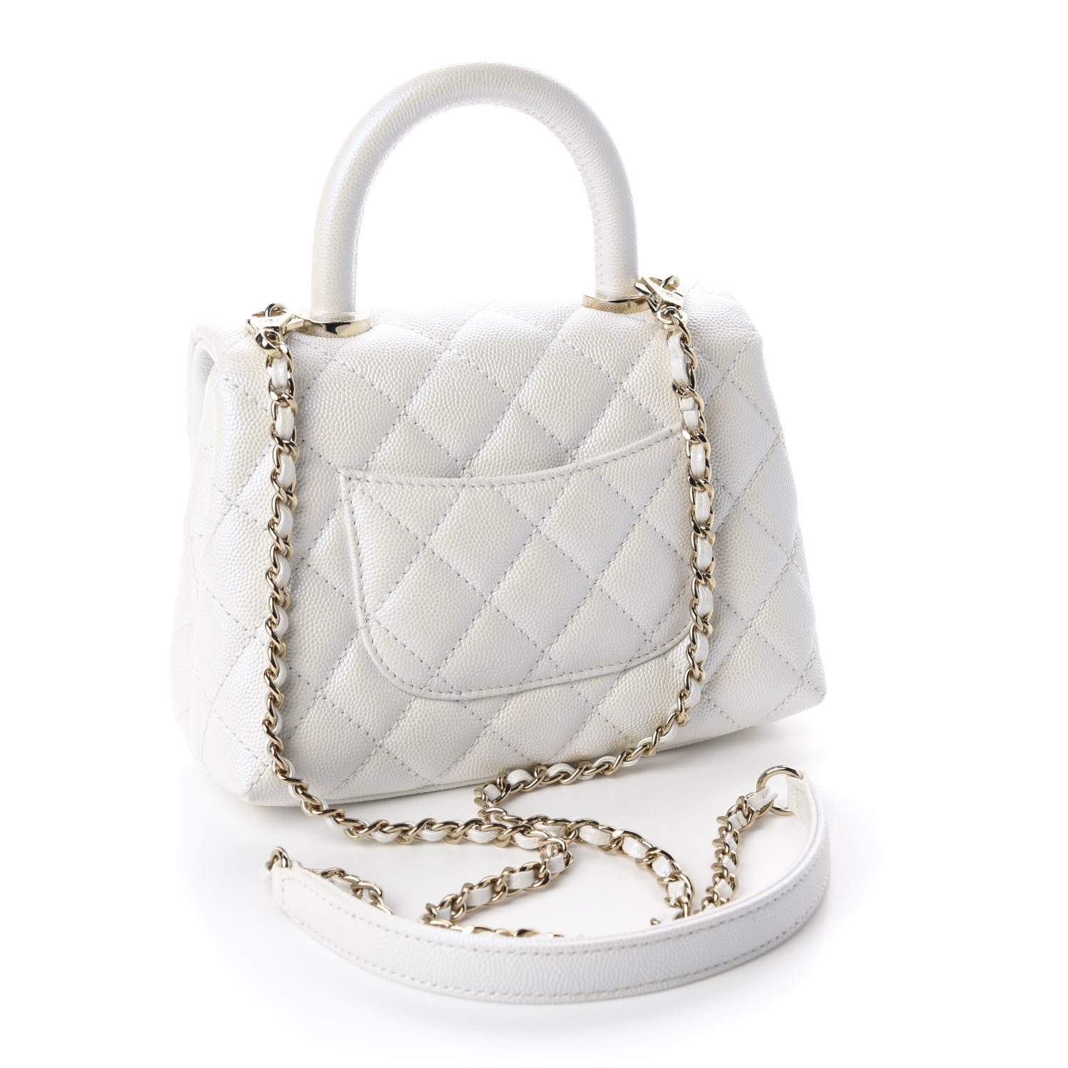 Chanel Iridescent Caviar Quilted Extra Mini Coco Handle Flap Ivory 3 of 11