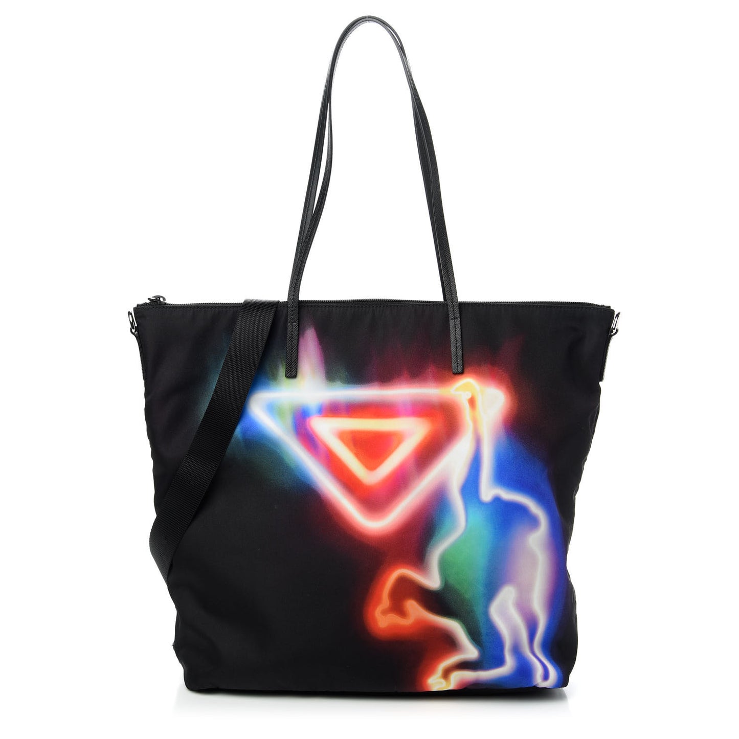 Tessuto Nylon Stampato Monkey Print Tote Black Multicolor
