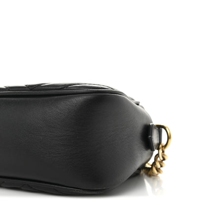 Gucci Calfskin Matelasse Small GG Marmont Chain Shoulder Bag Black 9 of 10