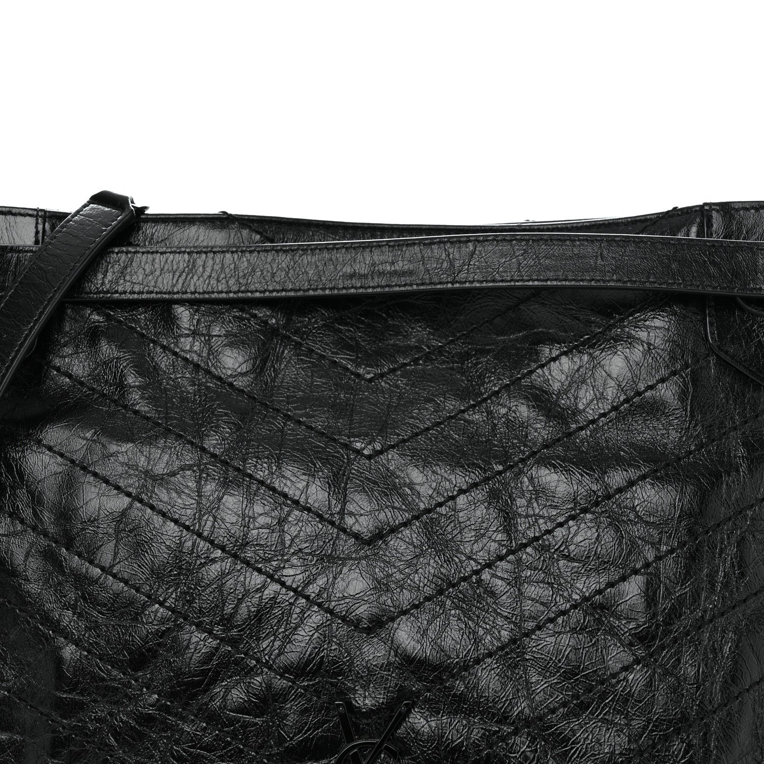 Saint Laurent Crinkled Calfskin Matelasse Monogram Medium Niki Shopper Tote Black 8 of 10