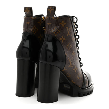 Louis Vuitton Patent Calfskin Monogram Star Trail Ankle Boots 38 Black 5 of 9
