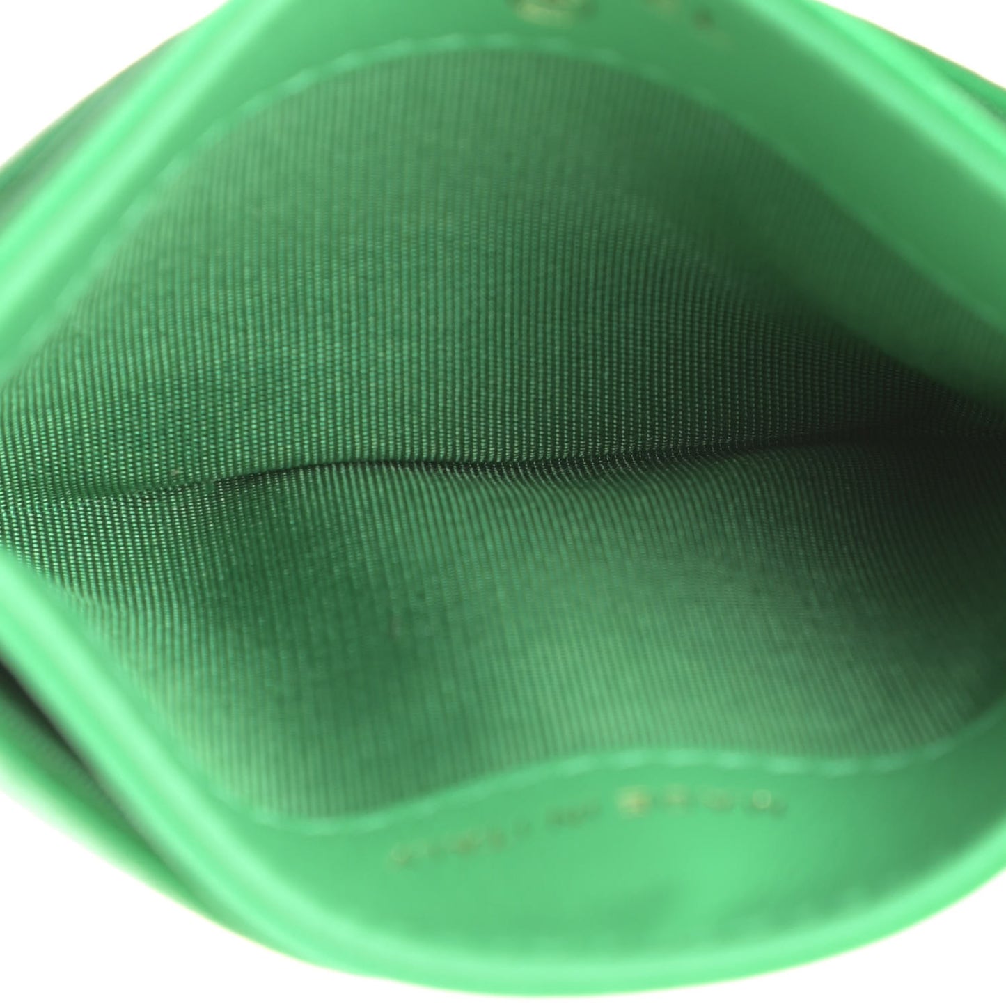 Lambskin Quilted Chanel 19 Card Holder Green