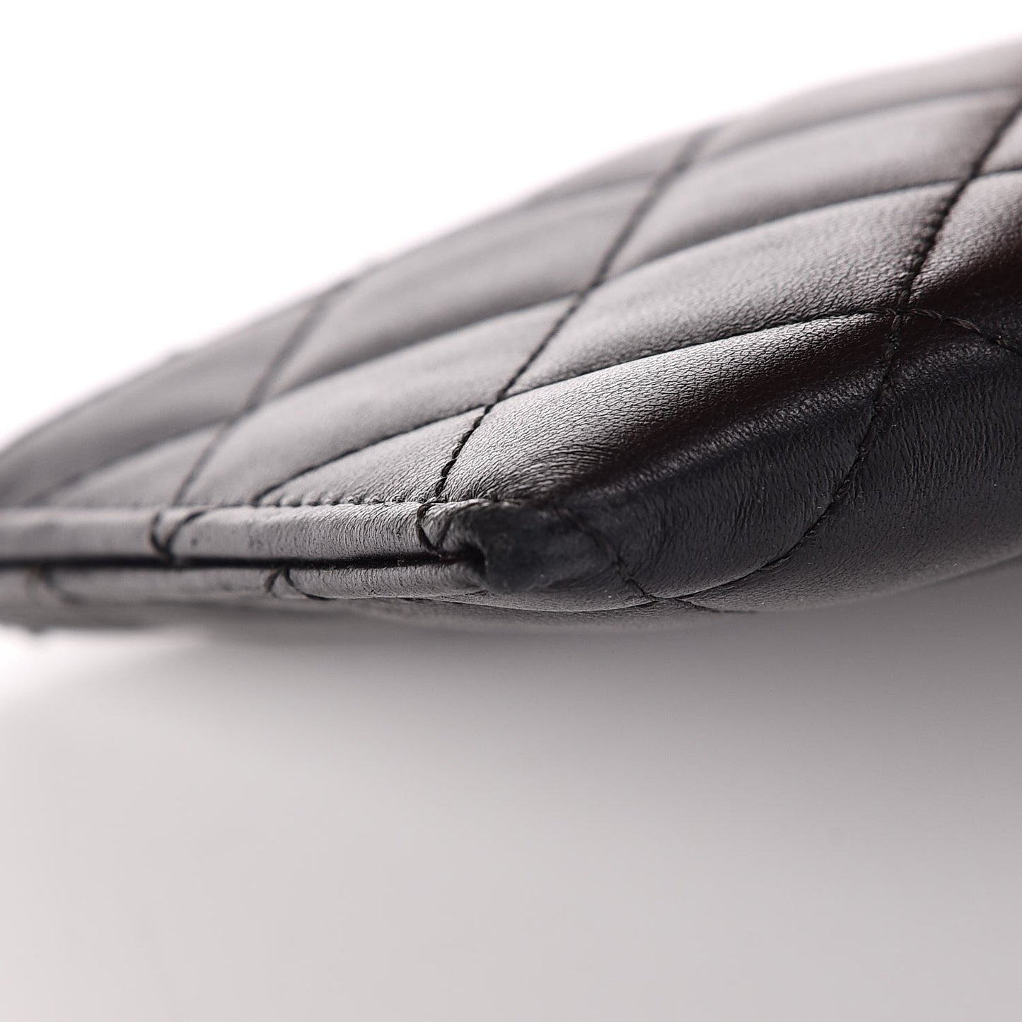 Lambskin Quilted Classic Zip Pouch Black