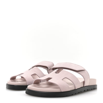 Hermes Suede Goatskin Womens Chypre Sandals 36 Rose Porcelaine 4 of 9
