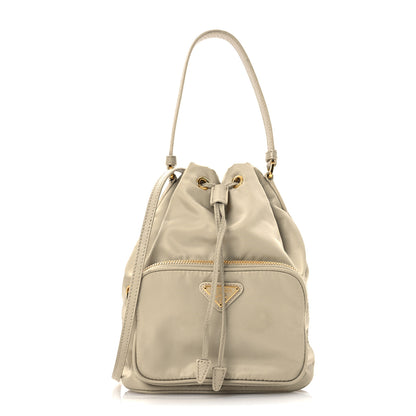 Prada Re-Nylon Saffiano Duet Bucket Crossbody Bag Deserto 1 of 15