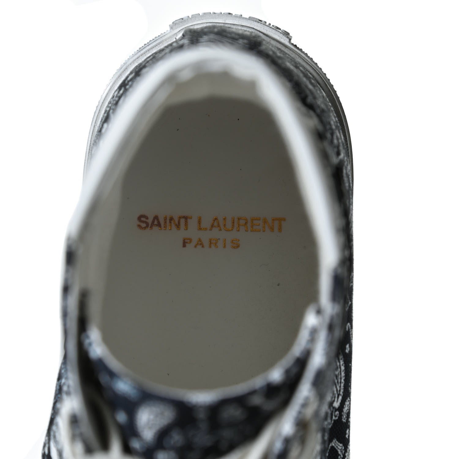 Saint Laurent Calfskin Fabric Skull Print Women's High Top Sneakers 40 Navy White 9 of 11