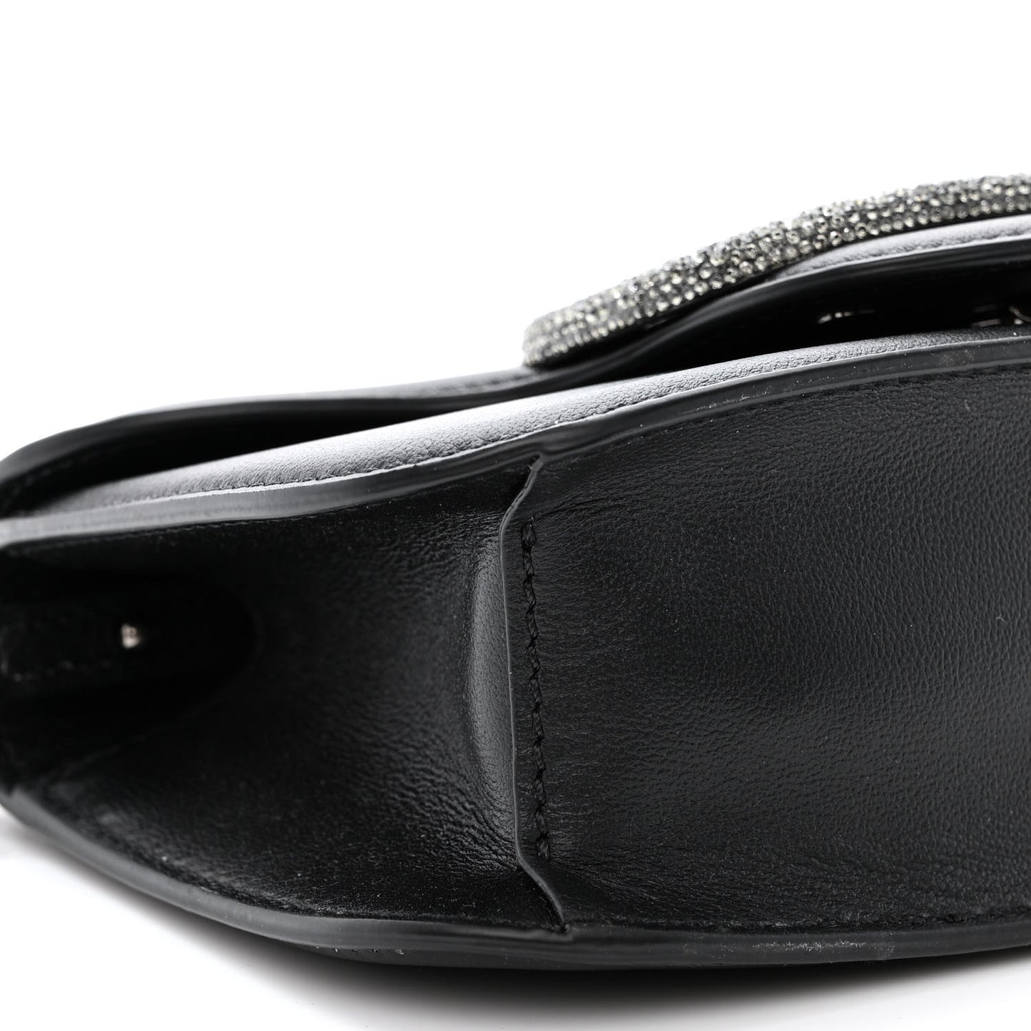 Calfskin Crystal Vlogo Small Loco Shoulder Bag Black