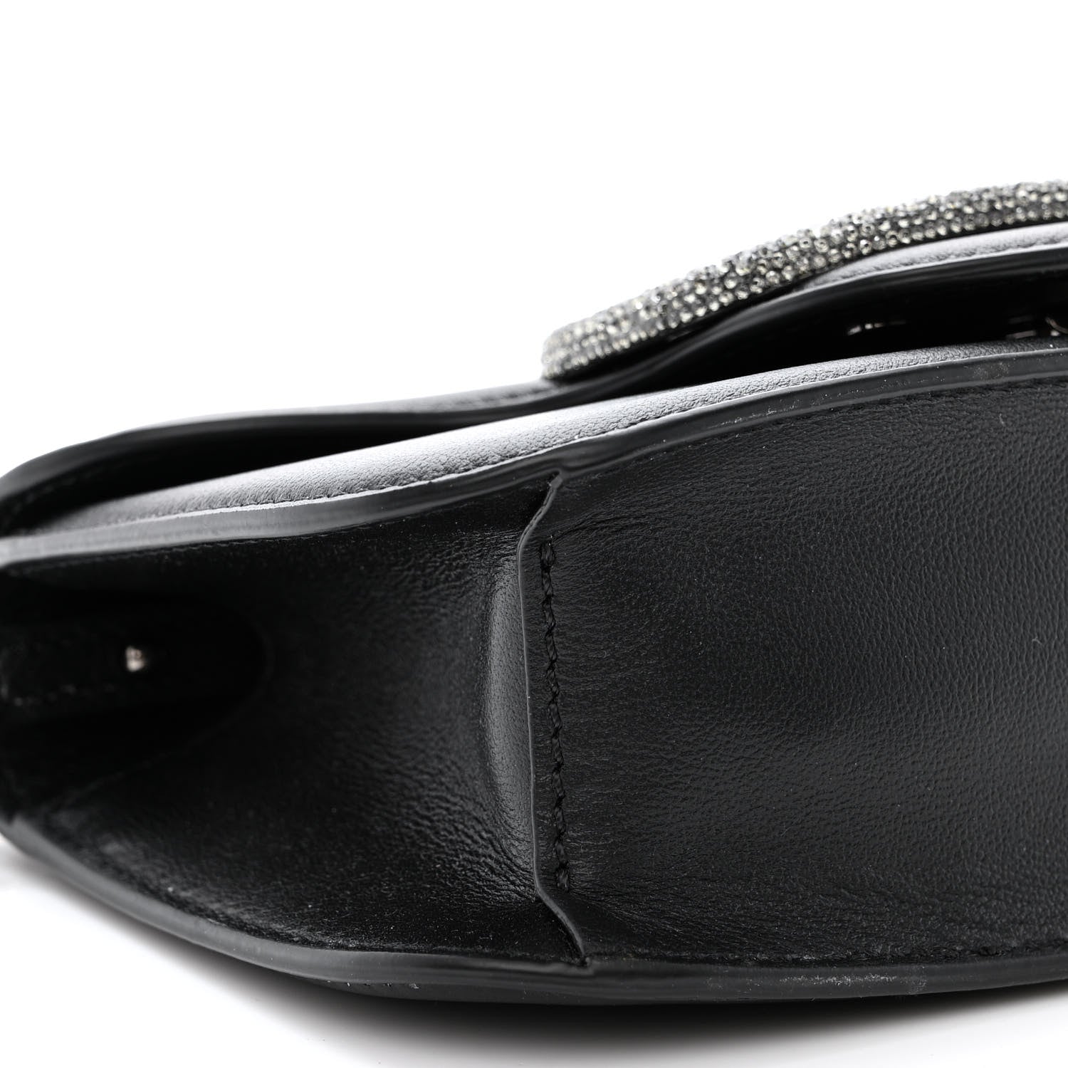 Valentino Garavani Calfskin Crystal Vlogo Small Loco Shoulder Bag Black 10 of 11
