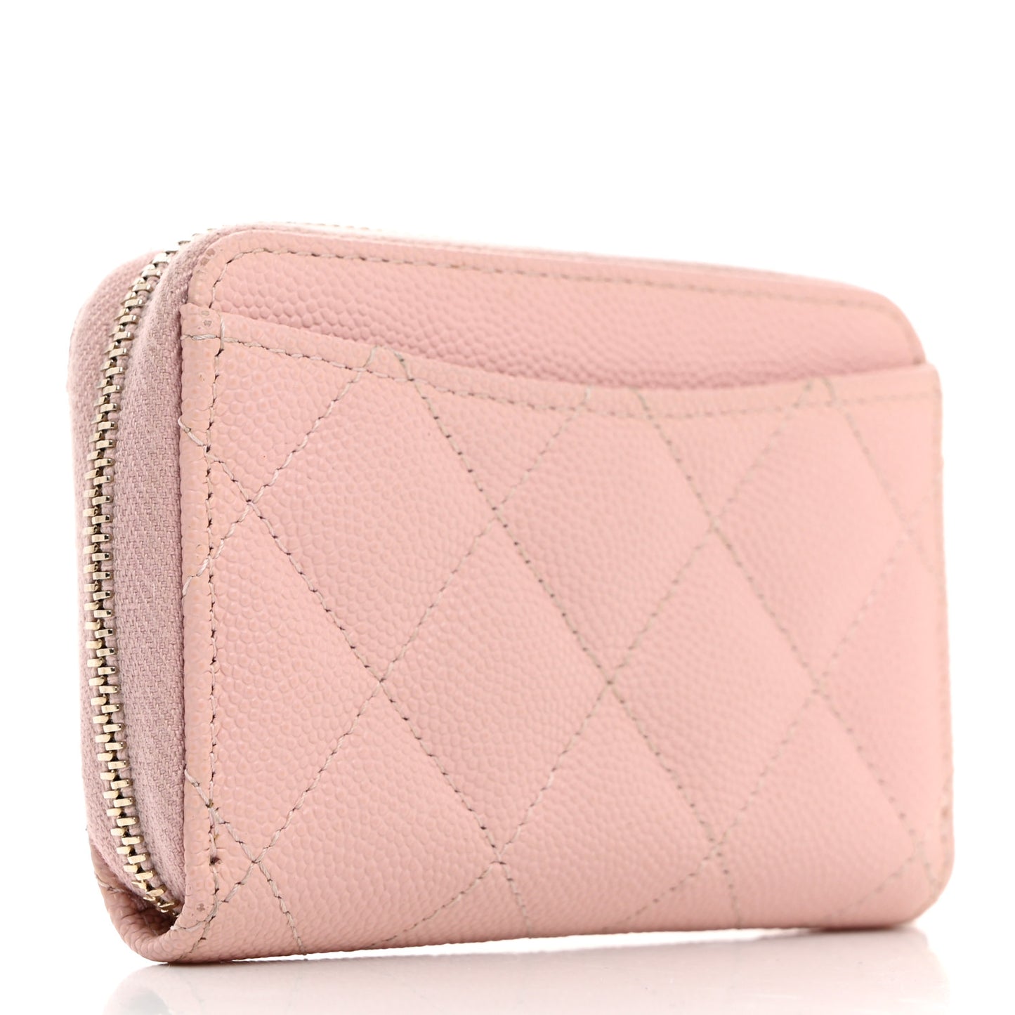 Caviar Quilted Zip Coin Purse Light Pink