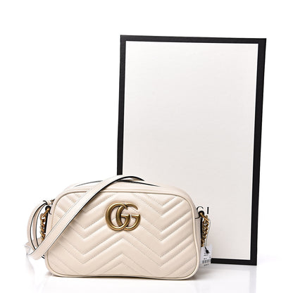 Gucci Calfskin Matelasse Small GG Marmont Chain Shoulder Bag White 10 of 10