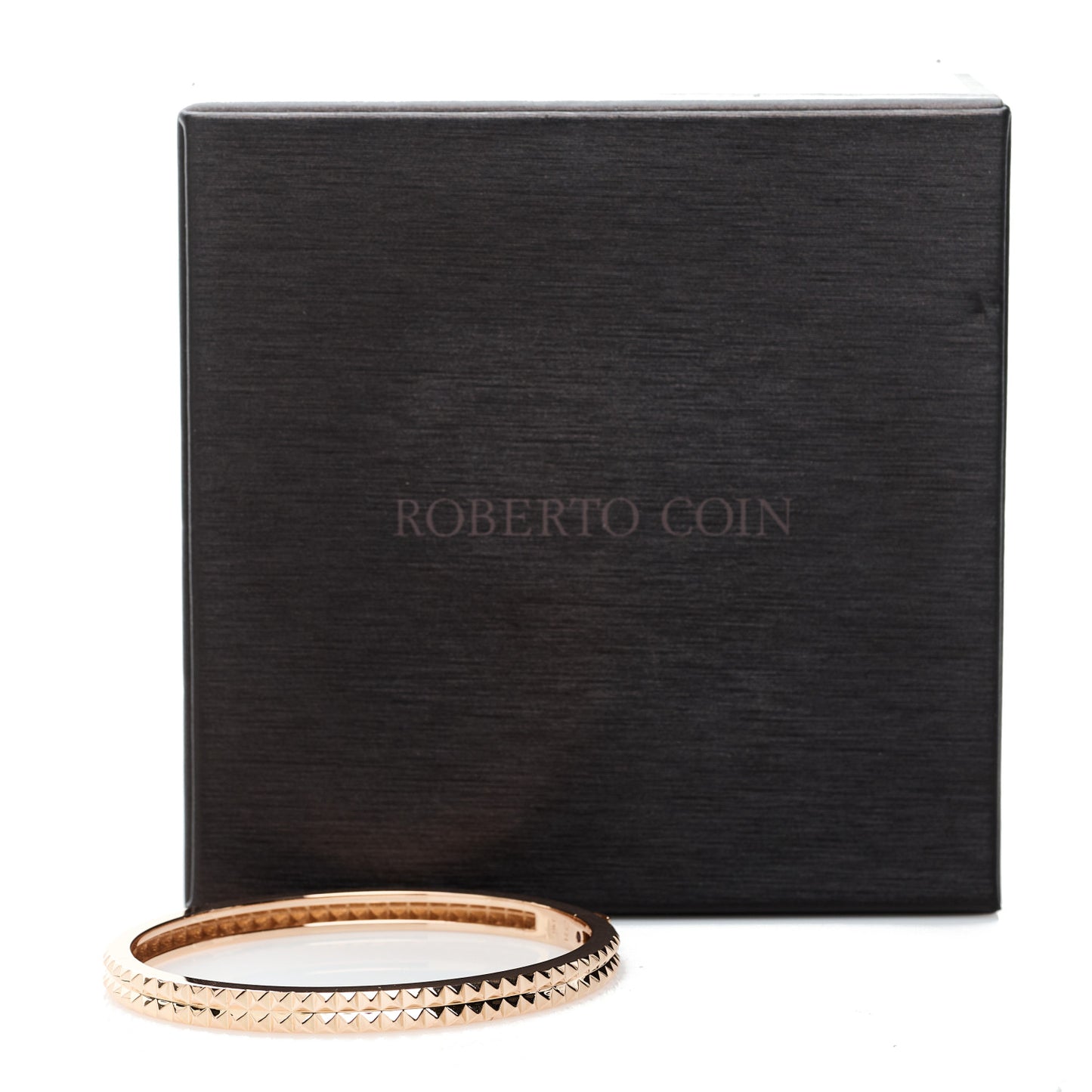 18K Rose Gold Rock and Diamonds Bangle Bracelet