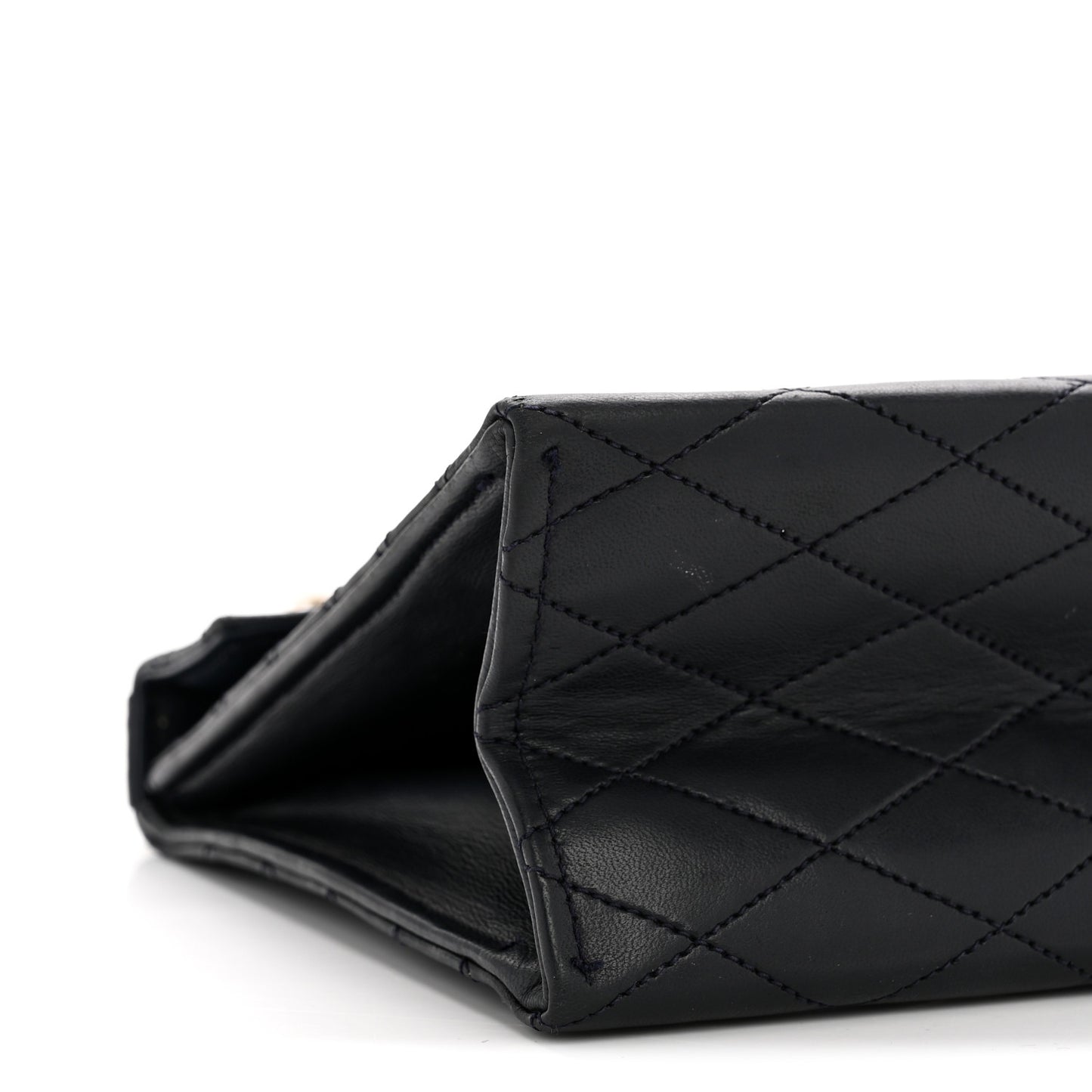 Lambskin Diamond Stitch Envelope Single Flap Black