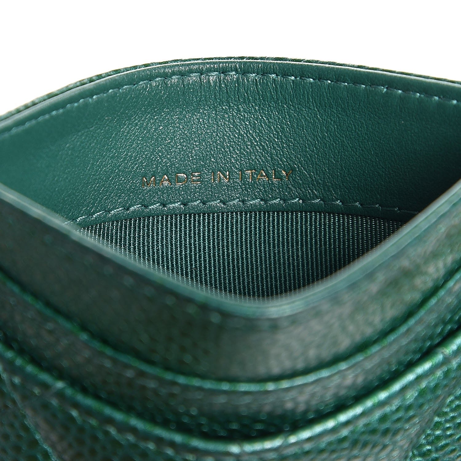 Chanel Metallic Caviar Quilted Card Holder Green 7 of 9