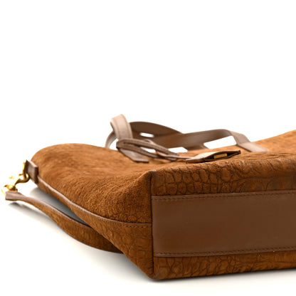 Saint Laurent Crocodile Embossed Suede Toy Shopping Tote Tan 8 of 10
