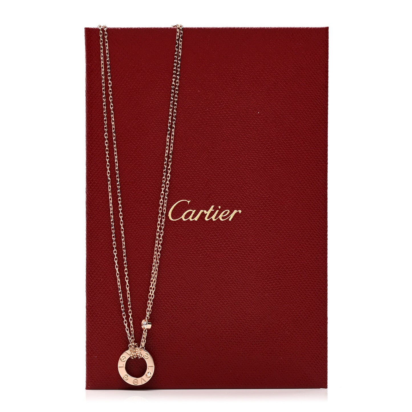 18K Pink Gold 2 Diamond LOVE Necklace