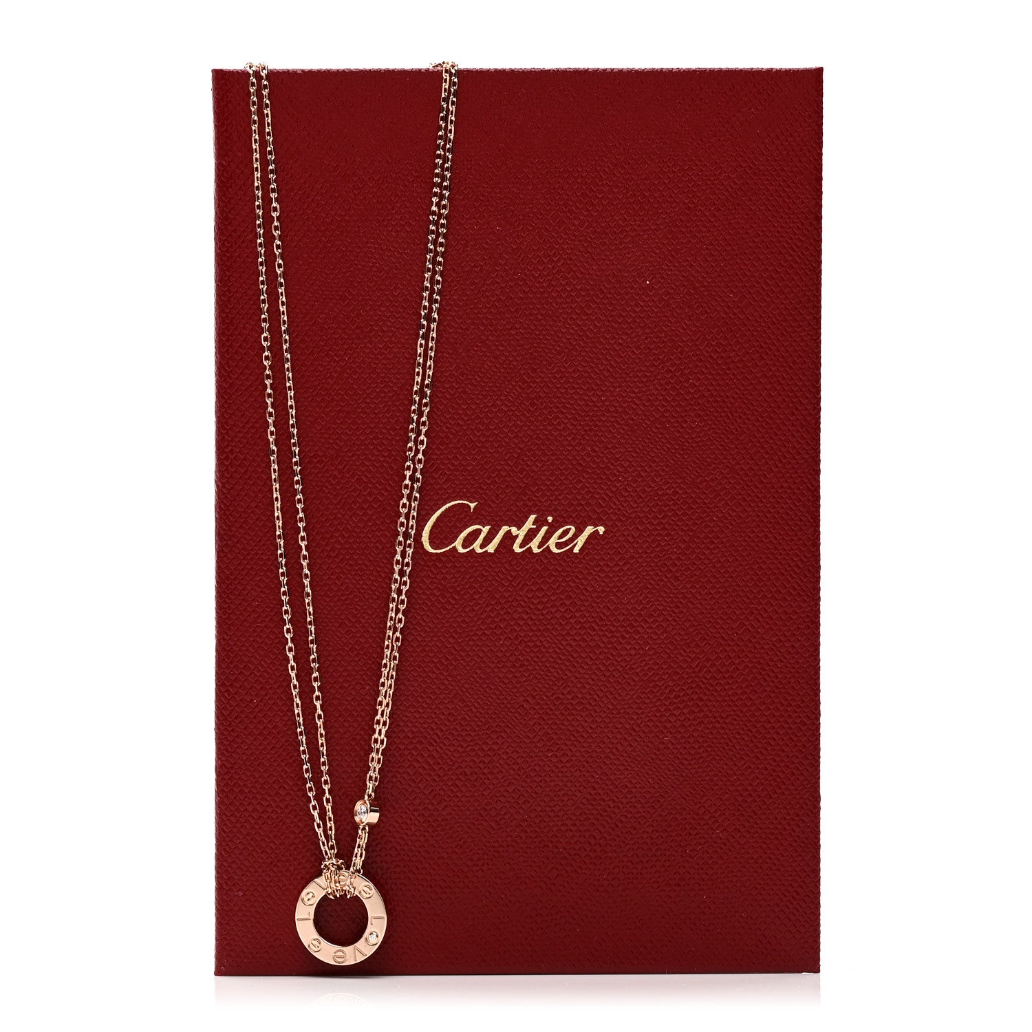 Cartier 18K Pink Gold 2 Diamond LOVE Necklace 5 of 5