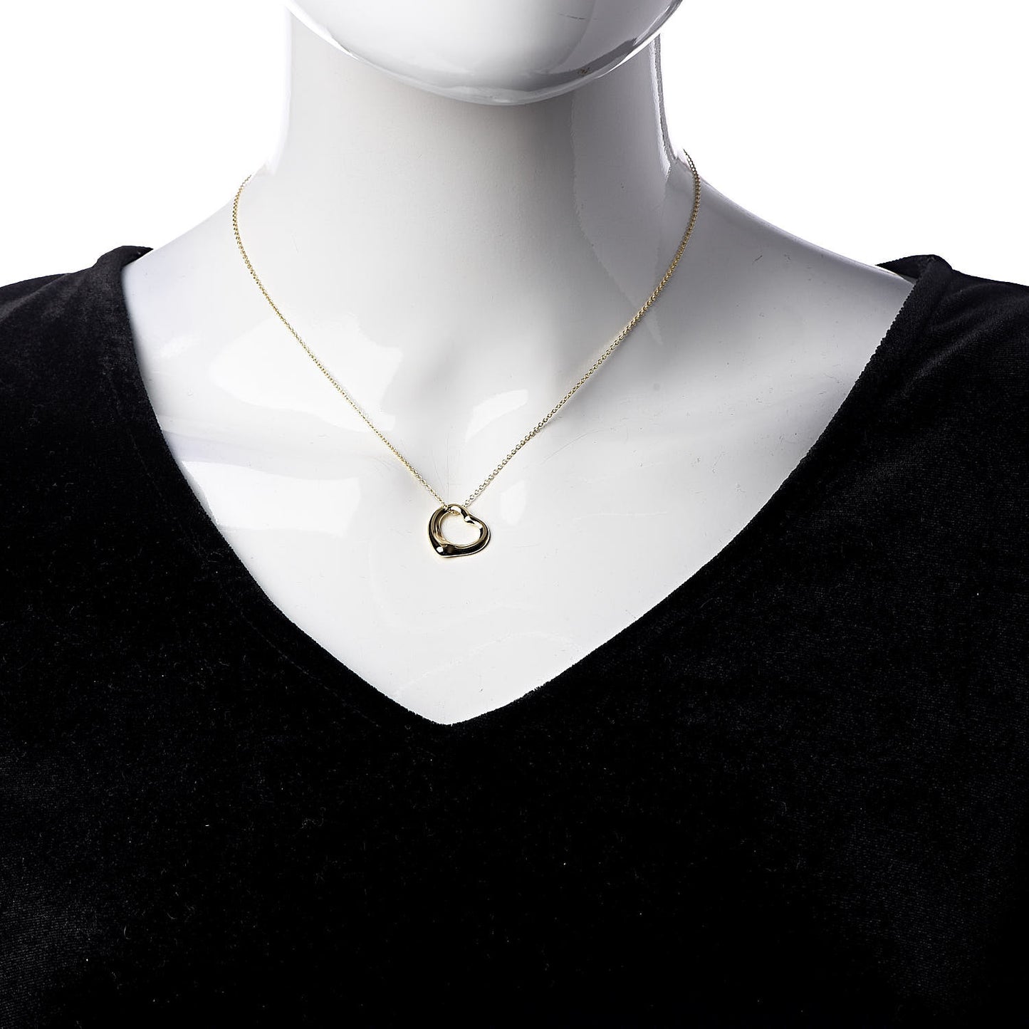 18K Yellow Gold 16mm Elsa Peretti Open Heart Pendant Necklace