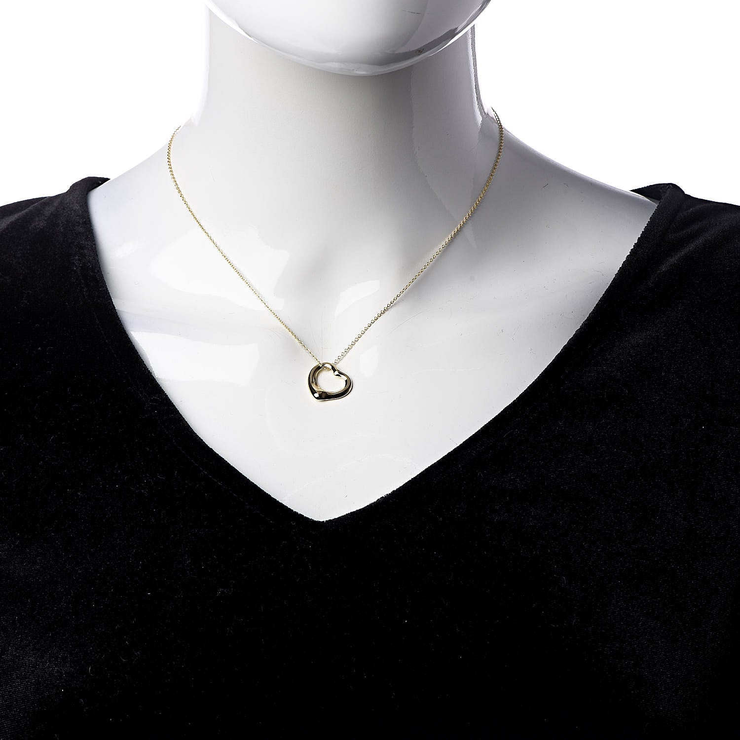 Tiffany 18K Yellow Gold 16mm Elsa Peretti Open Heart Pendant Necklace 2 of 6