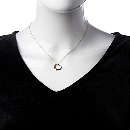 Tiffany 18K Yellow Gold 16mm Elsa Peretti Open Heart Pendant Necklace 2 of 6