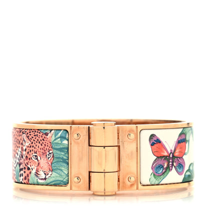 Hermes Enamel Printed Equateur Wide Hinged Bracelet S Cassatta 1 of 5