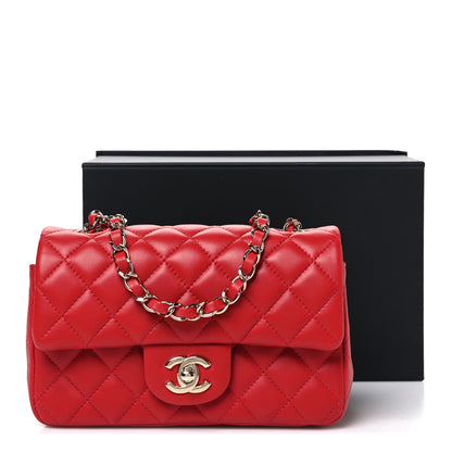 Chanel Lambskin Quilted Mini Rectangular Flap Red 11 of 11