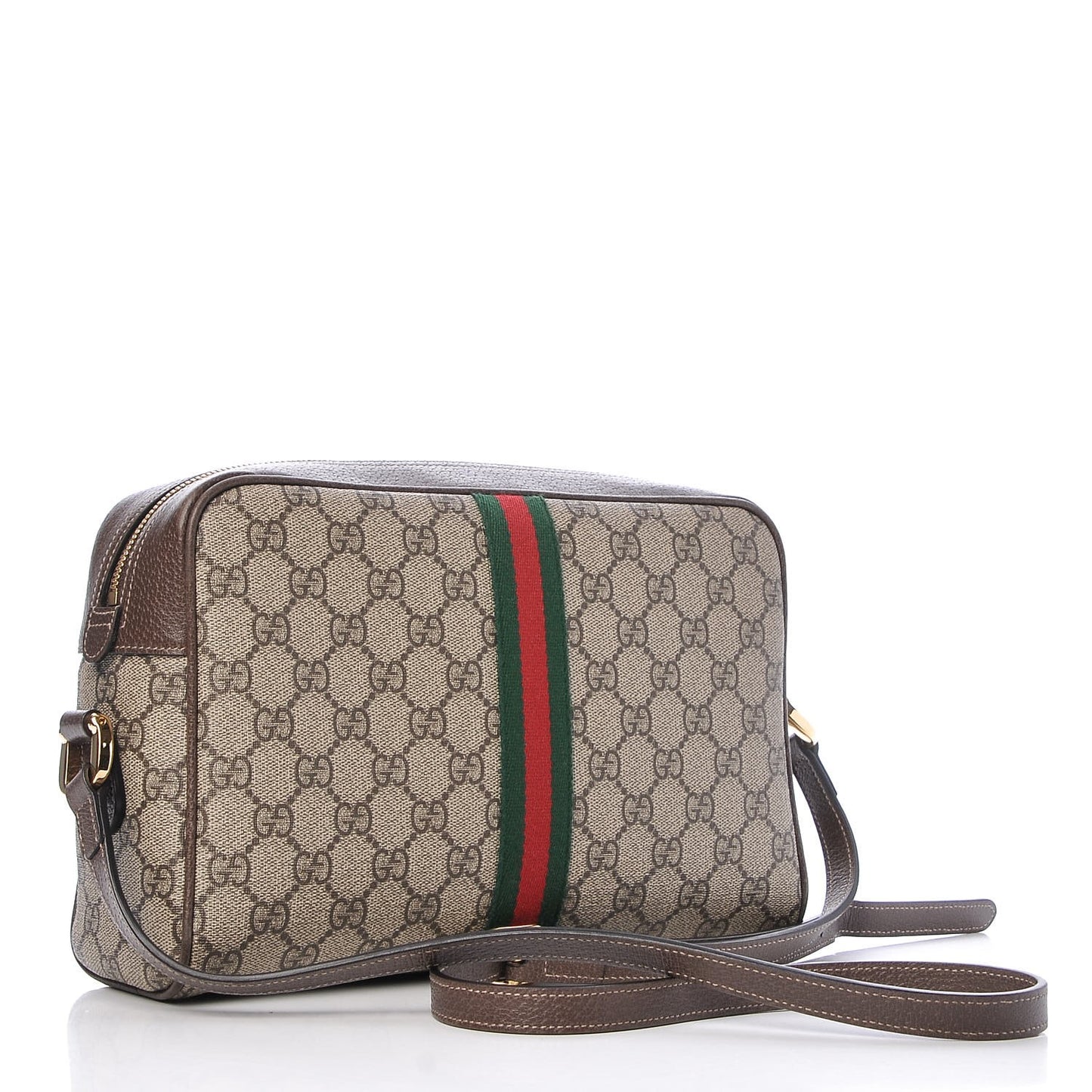 GG Supreme Monogram Web Small Ophidia Shoulder Bag Brown
