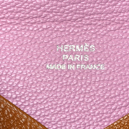 Hermes Chevre Mysore Verso Calvi Card Case Caramel Mauve Sylvestre 6 of 9