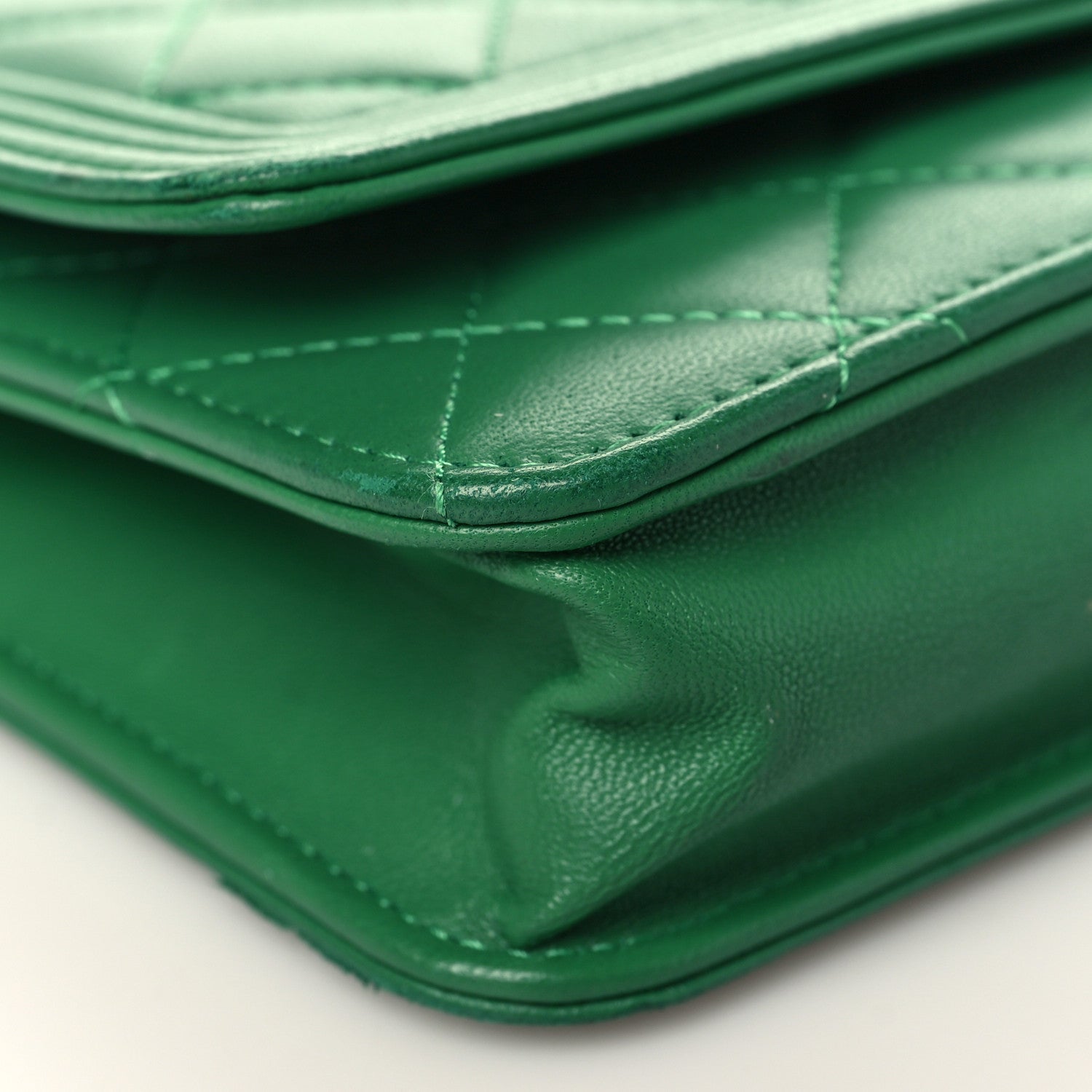 Chanel Lambskin Quilted Boy Wallet On Chain WOC Green 9 of 11