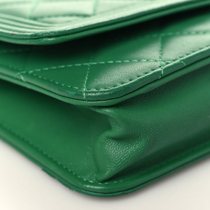 Chanel Lambskin Quilted Boy Wallet On Chain WOC Green 9 of 11