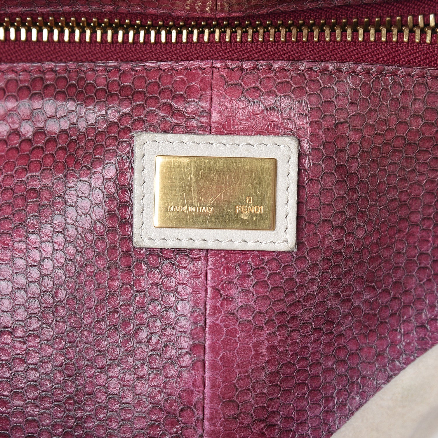 Fendi Goatskin Watersnake Large Peekaboo Iconic Satchel White 9 of 26