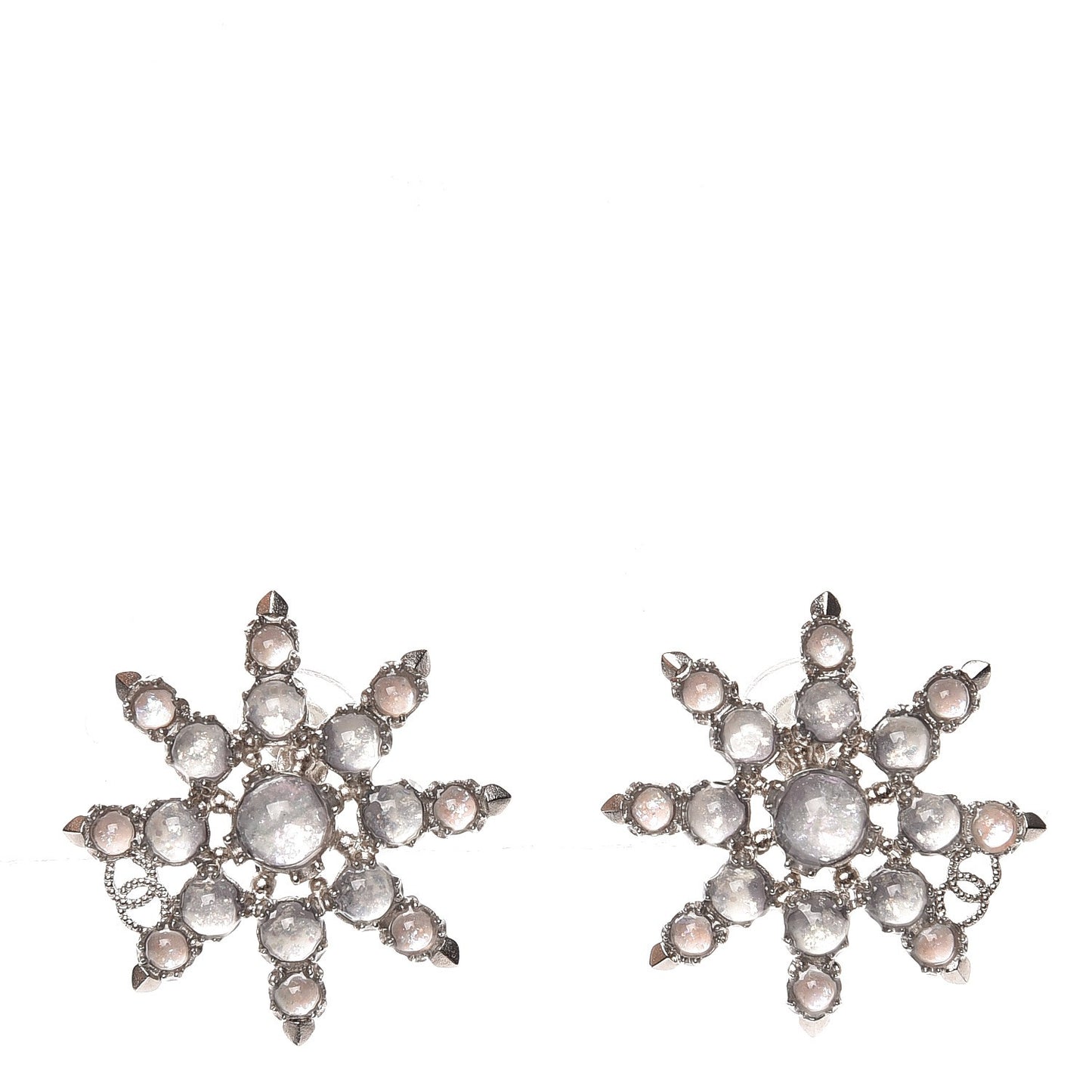 Strass Crystal CC Snowflake Earrings Silver