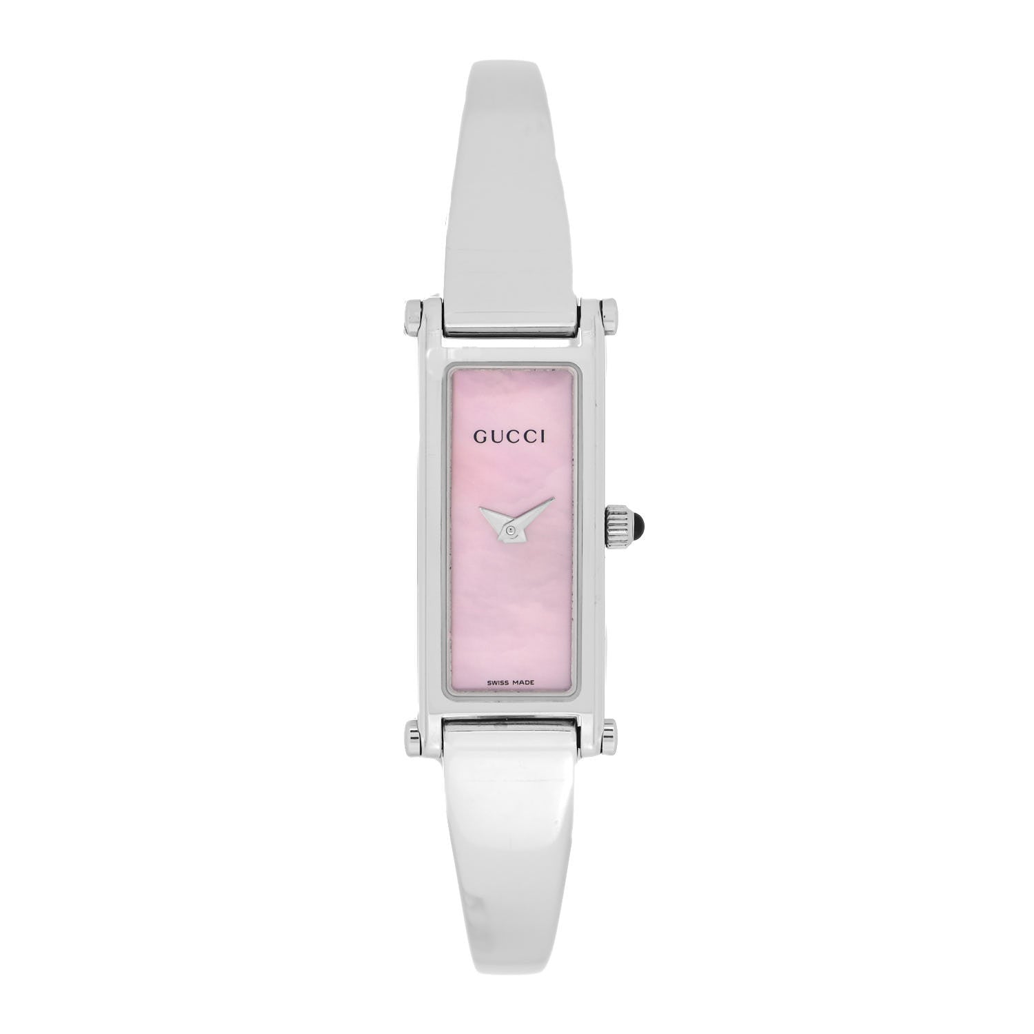 Gucci Stainless Steel Pink Mother of Pearl 12mm 1500L Horsebit Quartz Watch 1 of 4