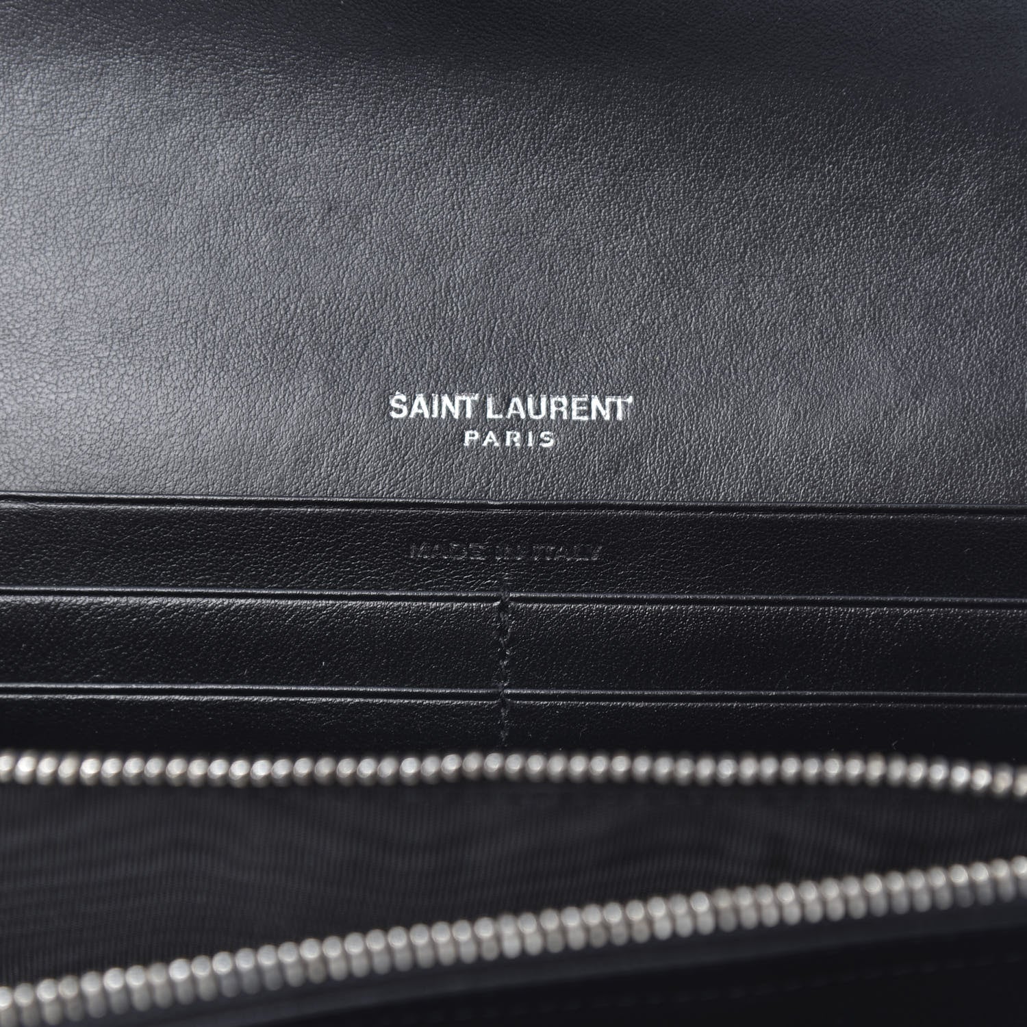 Saint Laurent Calfskin Crocodile Embossed Monogram Flap Wallet Black 6 of 10