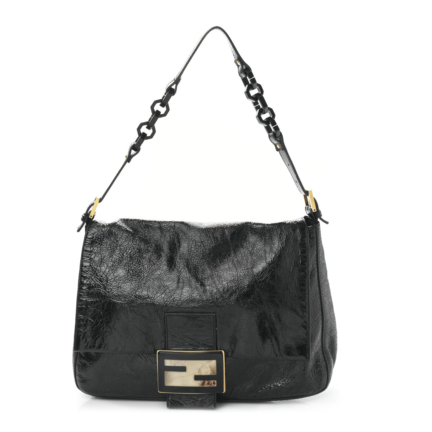 Fendi Patent Chamois Big Mama Baguette Black 1 of 9