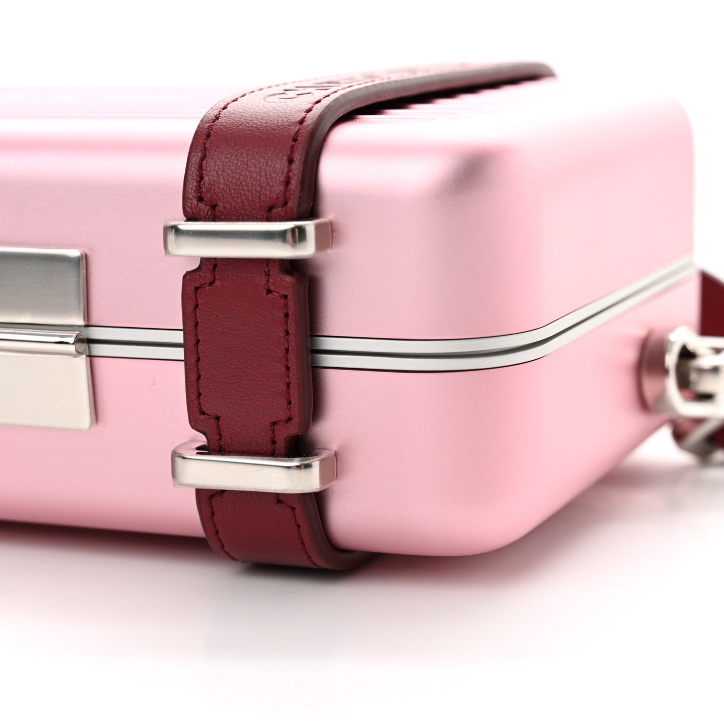 X RIMOWA Aluminum Personal Clutch On Strap Rose