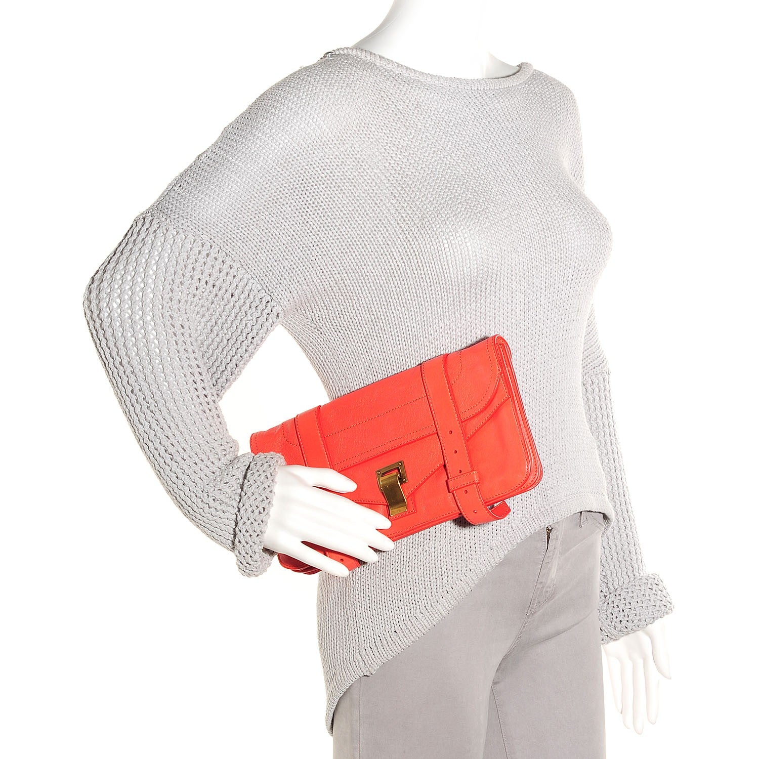 Proenza Schouler Lux Leather PS1 Pochette Clutch Coral 2 of 10
