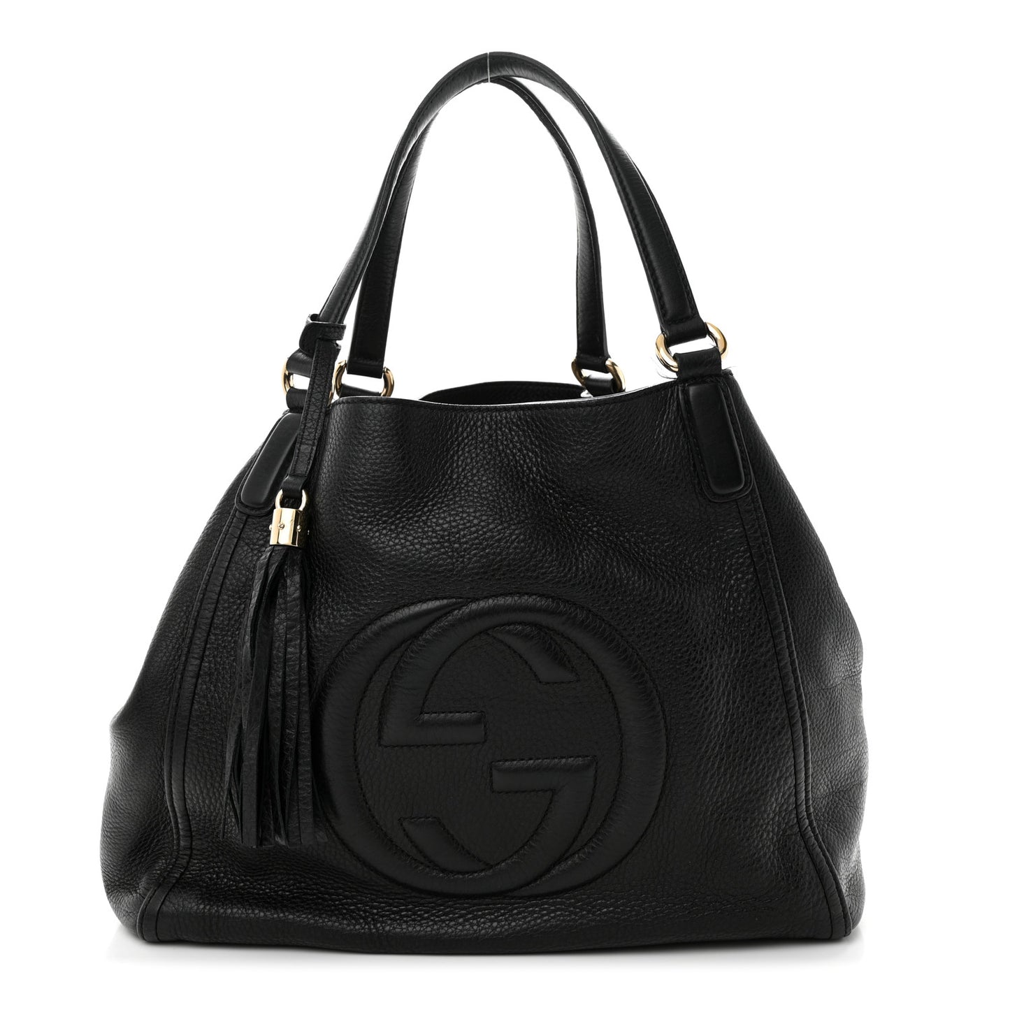 Pebbled Calfskin Medium Soho Shoulder Bag Black