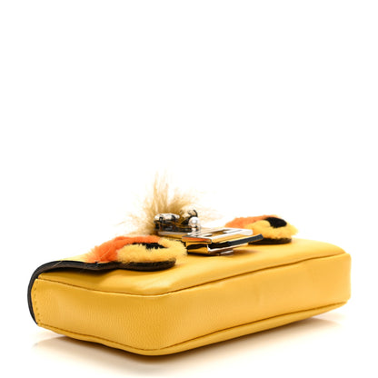 Fendi Nappa Rabbit Fox Fur Micro Buggie Baguette Sunflower 4 of 10