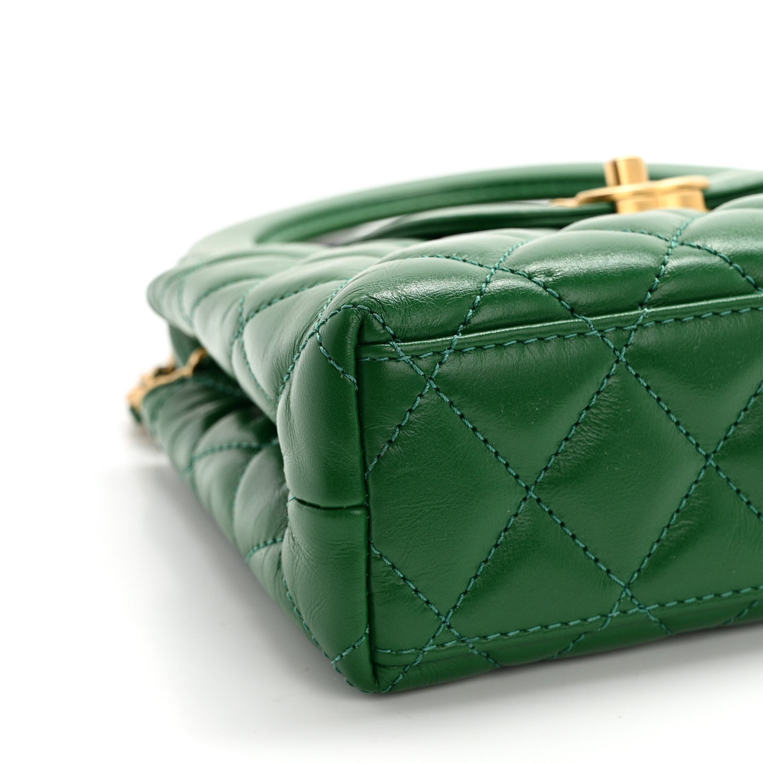Chanel Shiny Aged Calfskin Quilted Nano Kelly Shopper Green 9 of 15