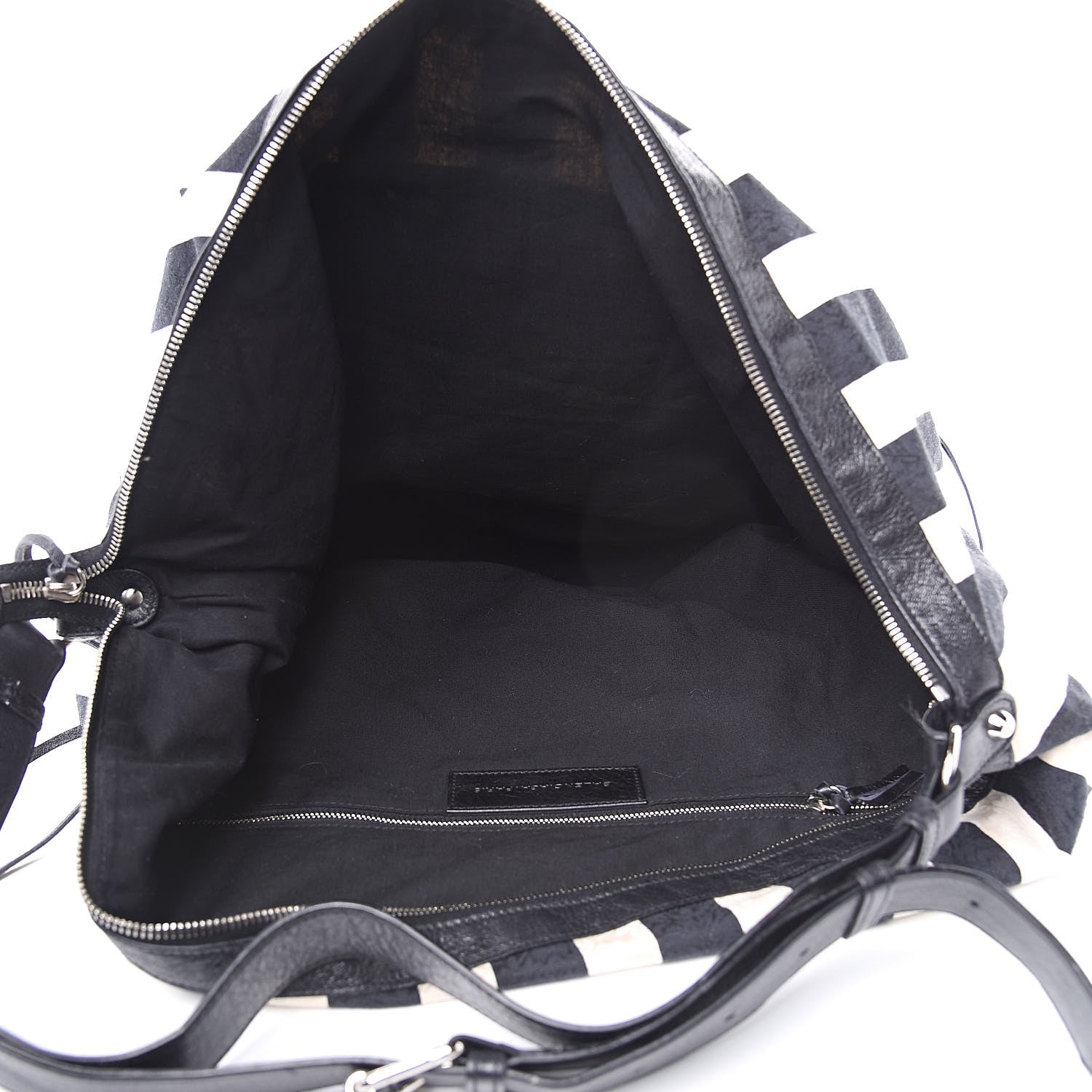 Balenciaga Agneau Damask Stripe Courier Black White 5 of 15