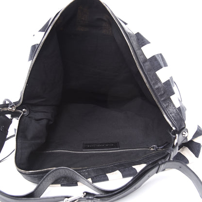 Balenciaga Agneau Damask Stripe Courier Black White 5 of 15